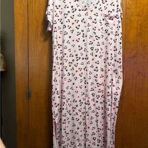 Pink Heart Pattern Plus Gown